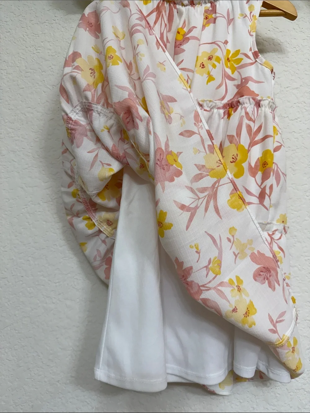 Gianni Bini • Girls' White Floral Tiered Dress with Pink and Yellow Blooms